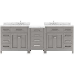 Virtu USA Caroline Parkway 93" Double Bath Vanity with White Quartz Top and Square Sinks with Matching Mirror