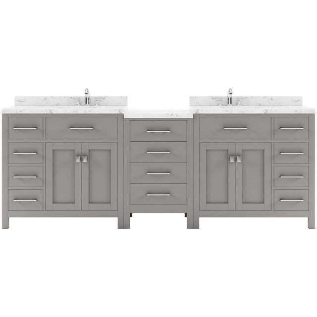Virtu USA Caroline Parkway 93" Double Bath Vanity with White Quartz Top and Square Sinks - Luxe Bathroom Vanities