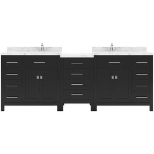 Virtu USA Caroline Parkway 93" Double Bath Vanity with White Quartz Top and Square Sinks with Matching Mirror