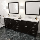 Virtu USA Caroline Parkway 93" Double Bath Vanity with White Quartz Top and Square Sinks with Matching Mirror