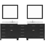 Virtu USA Caroline Parkway 93" Double Bath Vanity with White Quartz Top and Square Sinks with Matching Mirror - Luxe Bathroom Vanities