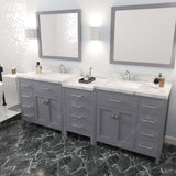 Virtu USA Caroline Parkway 93" Double Bath Vanity with White Quartz Top and Square Sinks with Matching Mirror