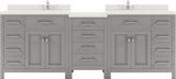 Virtu USA Caroline Parkway 93" Double Bath Vanity with Dazzle White Top and Round Sinks with Matching Mirror