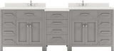 Virtu USA Caroline Parkway 93" Double Bath Vanity with Dazzle White Top and Round Sinks with Brushed Nickel Faucets with Matching Mirror