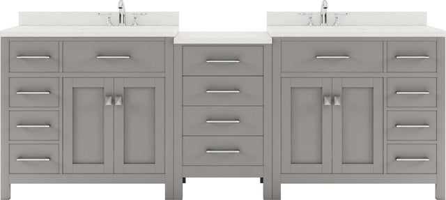 Virtu USA Caroline Parkway 93" Double Bath Vanity with Dazzle White Top and Round Sinks - Luxe Bathroom Vanities