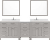 Virtu USA Caroline Parkway 93" Double Bath Vanity in Cashmere Grey with Dazzle White Top and Round Sink with Mirrors - Luxe Bathroom Vanities Luxury Bathroom Fixtures Bathroom Furniture