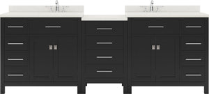 Virtu USA Caroline Parkway 93" Double Bath Vanity with Dazzle White Top and Round Sinks with Matching Mirror