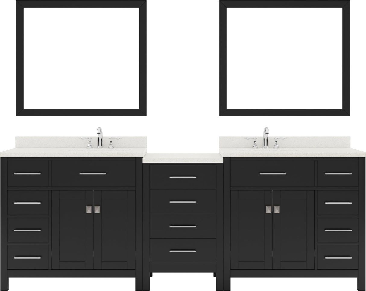 Virtu USA Caroline Parkway 93" Double Bath Vanity with Dazzle White Top and Round Sinks with Matching Mirror - Luxe Bathroom Vanities