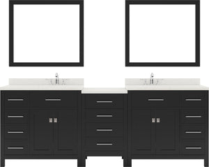 Virtu USA Caroline Parkway 93" Double Bath Vanity with Dazzle White Top and Round Sinks with Matching Mirror - Luxe Bathroom Vanities