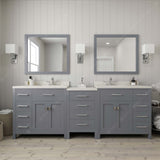 Virtu USA Caroline Parkway 93" Double Bath Vanity with Dazzle White Top and Round Sinks with Matching Mirror