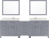 Virtu USA Caroline Parkway 93" Double Bath Vanity with Dazzle White Top and Round Sinks with Matching Mirror - Luxe Bathroom Vanities