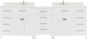 Virtu USA Caroline Parkway 93" Double Bath Vanity with Dazzle White Top and Round Sinks with Matching Mirror