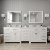 Virtu USA Caroline Parkway 93" Double Bath Vanity with Dazzle White Top and Round Sinks with Matching Mirror