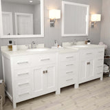 Virtu USA Caroline Parkway 93" Double Bath Vanity with Dazzle White Top and Round Sinks with Matching Mirror