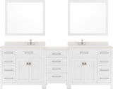 Virtu USA Caroline Parkway 93" Double Bath Vanity with Dazzle White Top and Round Sink with Mirrors - Luxe Bathroom Vanities