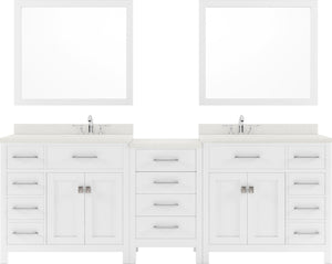 Virtu USA Caroline Parkway 93" Double Bath Vanity with Dazzle White Top and Round Sink with Mirrors - Luxe Bathroom Vanities