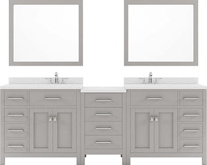 Virtu USA Caroline Parkway 93" Double Bath Vanity with Dazzle White Top and Square Sink with Mirrors - Luxe Bathroom Vanities Luxury Bathroom Fixtures Bathroom Furniture