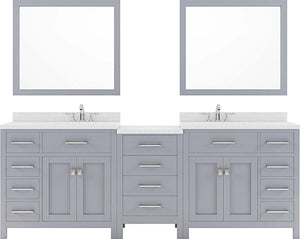 Virtu USA Caroline Parkway 93" Double Bath Vanity with Dazzle White Top and Square Sink with Mirrors - Luxe Bathroom Vanities Luxury Bathroom Fixtures Bathroom Furniture