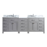 Virtu USA Caroline Parkway 93" Double Bath Vanity in Cashmere Grey with Marble Top and Round Sink with Brushed Nickel Faucet - Luxe Bathroom Vanities Luxury Bathroom Fixtures Bathroom Furniture