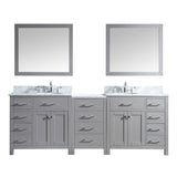 Virtu USA Caroline Parkway 93" Double Bath Vanity with Marble Top and Round Sink with Brushed Nickel Faucet and Mirrors - Luxe Bathroom Vanities