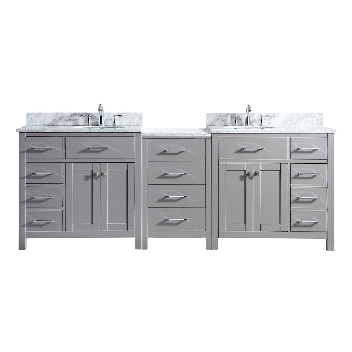 Virtu USA Caroline Parkway 93" Double Bath Vanity with Marble Top and Round Sink - Luxe Bathroom Vanities Luxury Bathroom Fixtures Bathroom Furniture