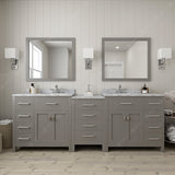 Virtu USA Caroline Parkway 93" Double Bath Vanity with White Marble Top and Round Sinks with Matching Mirror