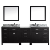 Virtu USA Caroline Parkway 93" Double Bath Vanity with Marble Top and Round Sink with Brushed Nickel Faucet and Mirrors - Luxe Bathroom Vanities Luxury Bathroom Fixtures Bathroom Furniture