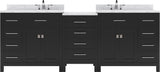 Virtu USA Caroline Parkway 93" Double Bath Vanity with Marble Top and Square Sink with Polished Chrome Faucet - Luxe Bathroom Vanities