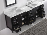 Virtu USA Caroline Parkway 93" Double Bath Vanity with White Marble Top and Round Sinks with Matching Mirror