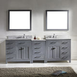 Virtu USA Caroline Parkway 93" Double Bath Vanity with White Marble Top and Round Sinks with Brushed Nickel Faucets with Matching Mirror