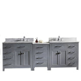 Virtu USA Caroline Parkway 93" Double Bath Vanity with Marble Top and Round Sink - Luxe Bathroom Vanities