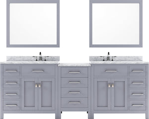Virtu USA Caroline Parkway 93" Double Bath Vanity with Marble Top and Round Sink with Mirrors - Luxe Bathroom Vanities
