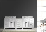 Virtu USA Caroline Parkway 93" Double Bath Vanity with White Marble Top and Round Sinks