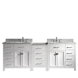 Virtu USA Caroline Parkway 93" Double Bath Vanity with Marble Top and Round Sink - Luxe Bathroom Vanities Luxury Bathroom Fixtures Bathroom Furniture