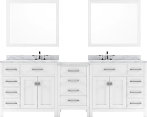 Virtu USA Caroline Parkway 93" Double Bath Vanity with Marble Top and Round Sink with Mirrors - Luxe Bathroom Vanities