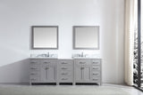 Virtu USA Caroline Parkway 93" Double Bath Vanity with Carrara White Top and Square Sinks with Brushed Nickel Faucets with Matching Mirror