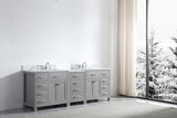 Virtu USA Caroline Parkway 93" Double Bath Vanity with White Marble Top and Square Sinks