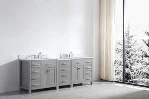 Virtu USA Caroline Parkway 93" Double Bath Vanity with White Marble Top and Square Sinks