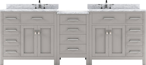 Virtu USA Caroline Parkway 93" Double Bath Vanity with Marble Top and Square Sink - Luxe Bathroom Vanities