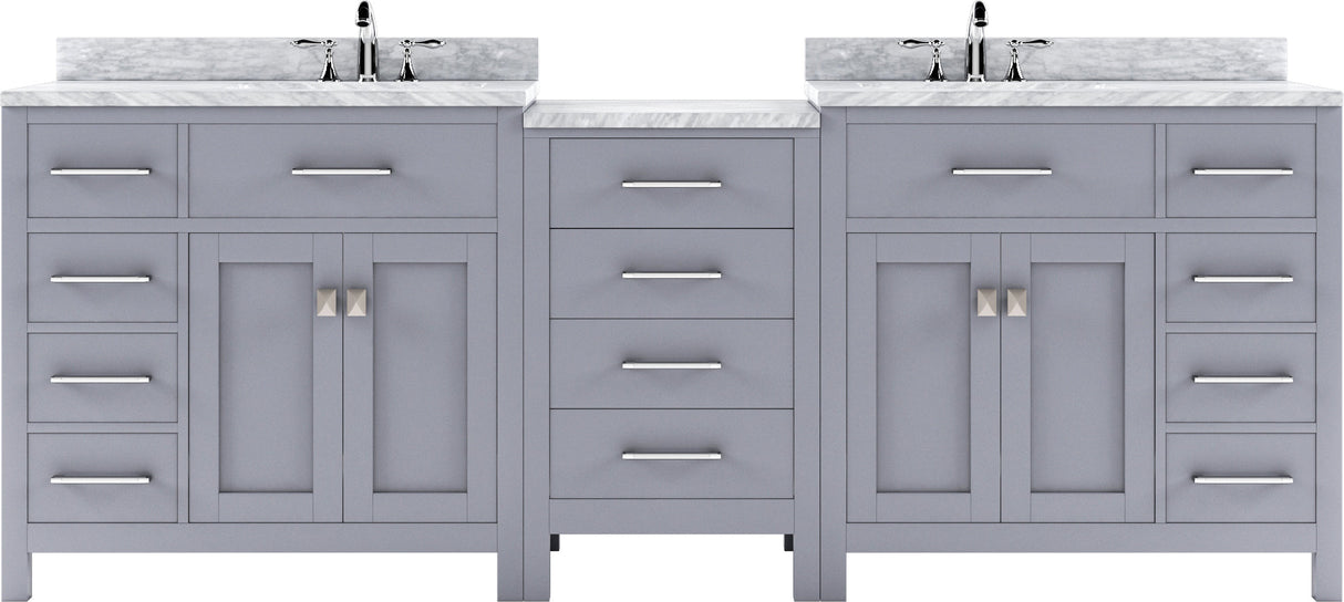 Virtu USA Caroline Parkway 93" Double Bath Vanity with Marble Top and Square Sink - Luxe Bathroom Vanities