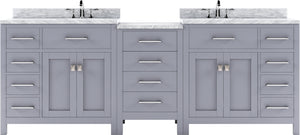 Virtu USA Caroline Parkway 93" Double Bath Vanity with Marble Top and Square Sink - Luxe Bathroom Vanities
