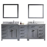 Virtu USA Caroline Parkway 93" Double Bath Vanity with Marble Top and Square Sink with Mirrors - Luxe Bathroom Vanities