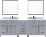 Virtu USA Caroline Parkway 93" Double Bath Vanity with Carrara White Top and Square Sinks with Brushed Nickel Faucets with Matching Mirror - Luxe Bathroom Vanities