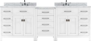 Virtu USA Caroline Parkway 93" Double Bath Vanity with Marble Top and Square Sink - Luxe Bathroom Vanities