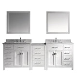 Virtu USA Caroline Parkway 93" Double Bath Vanity with Marble Top and Square Sink with Mirrors - Luxe Bathroom Vanities