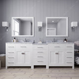 Virtu USA Caroline Parkway 93" Double Bath Vanity with Carrara White Top and Square Sinks with Brushed Nickel Faucets with Matching Mirror