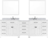 Virtu USA Caroline Parkway 93" Double Bath Vanity with Carrara White Top and Square Sinks with Brushed Nickel Faucets with Matching Mirror - Luxe Bathroom Vanities