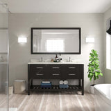 Virtu USA Caroline Estate 60" Double Bath Vanity with Dazzle White Top and Round Sinks with Matching Mirror