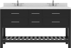 Virtu USA Caroline Estate 60" Double Bath Vanity with Dazzle White Top and Round Sink - Luxe Bathroom Vanities Luxury Bathroom Fixtures Bathroom Furniture