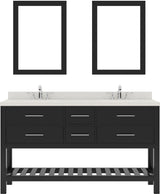 Virtu USA Caroline Estate 60" Double Bath Vanity with Dazzle White Top and Round Sinks with Brushed Nickel Faucets with Matching Mirrors - Luxe Bathroom Vanities